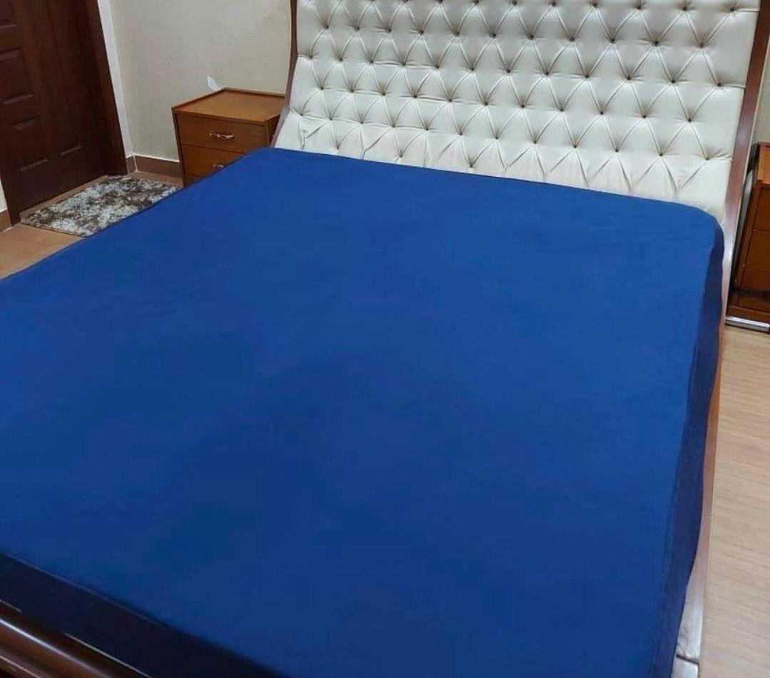 Terry Cotton Plain Double Bed Mattress Cover