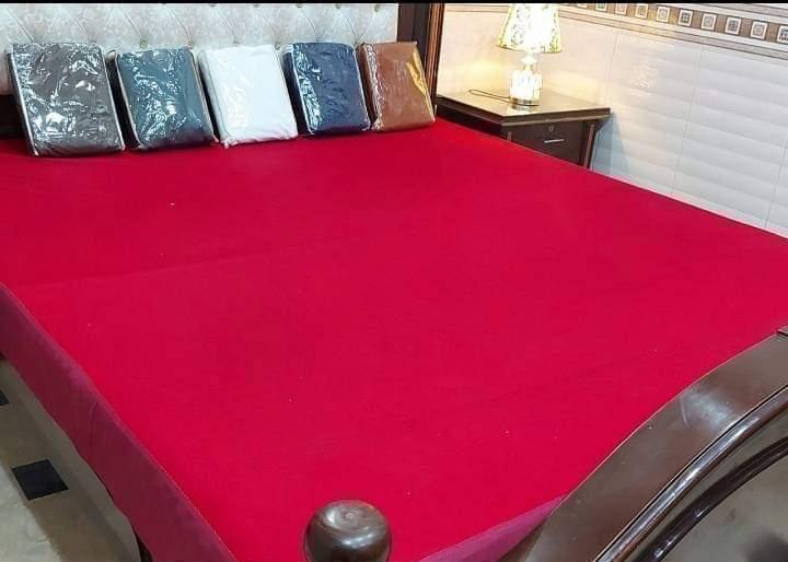 Terry Cotton Plain Double Bed Mattress Cover