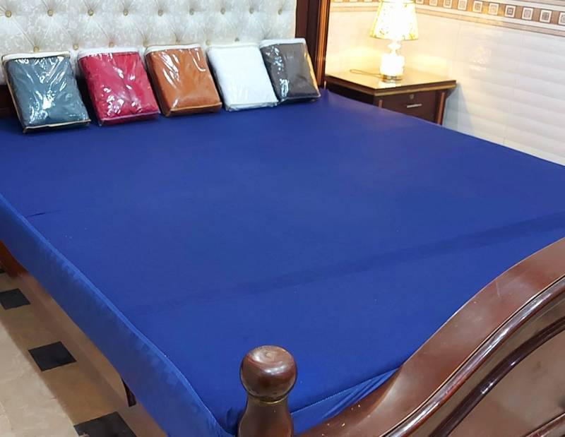 Terry Cotton Plain Double Bed Mattress Cover