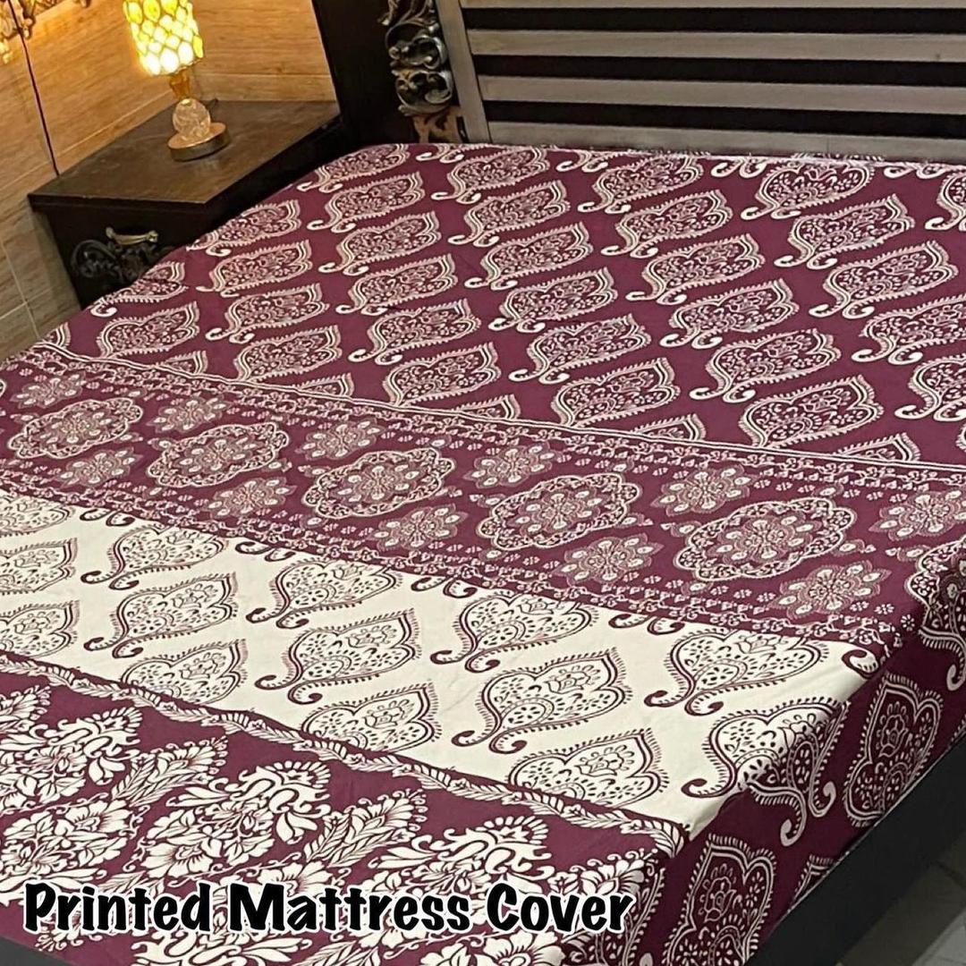 Terry Cotton Printed Double Bed Mattress Cover