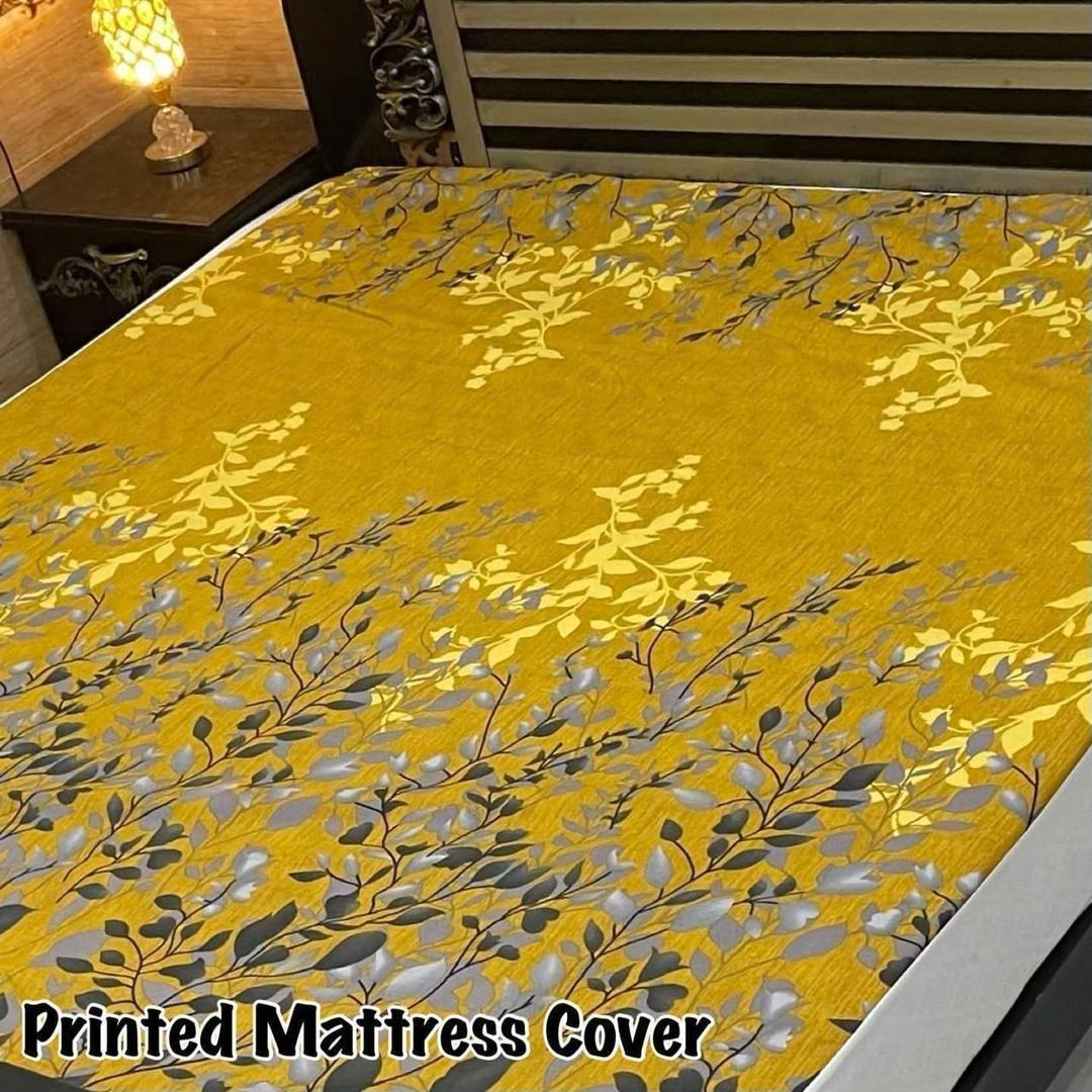 Terry Cotton Printed Double Bed Mattress Cover