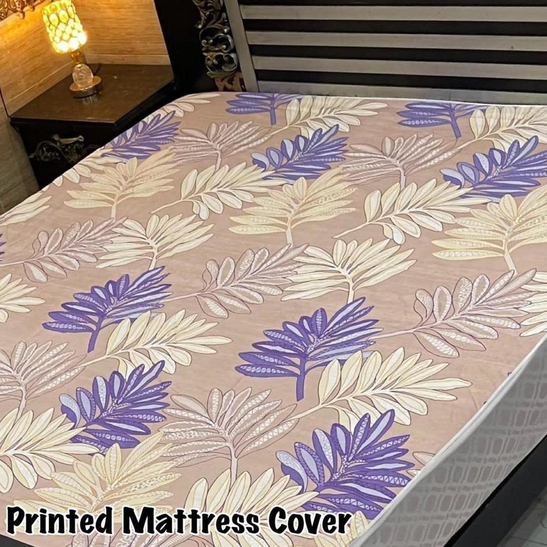 Terry Cotton Printed Double Bed Mattress Cover