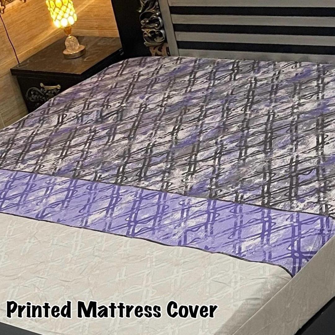 Terry Cotton Printed Double Bed Mattress Cover