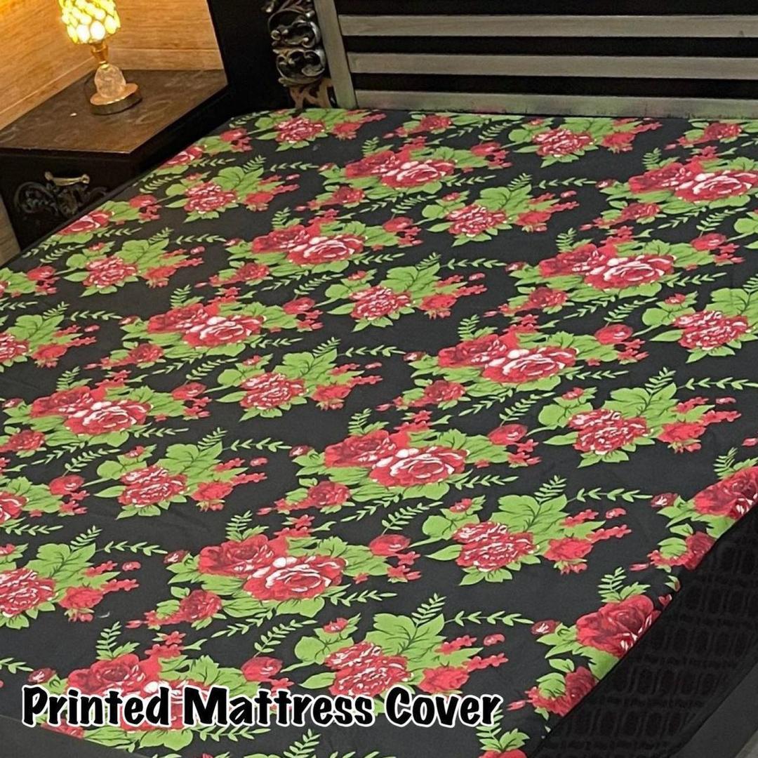 Terry Cotton Printed Double Bed Mattress Cover