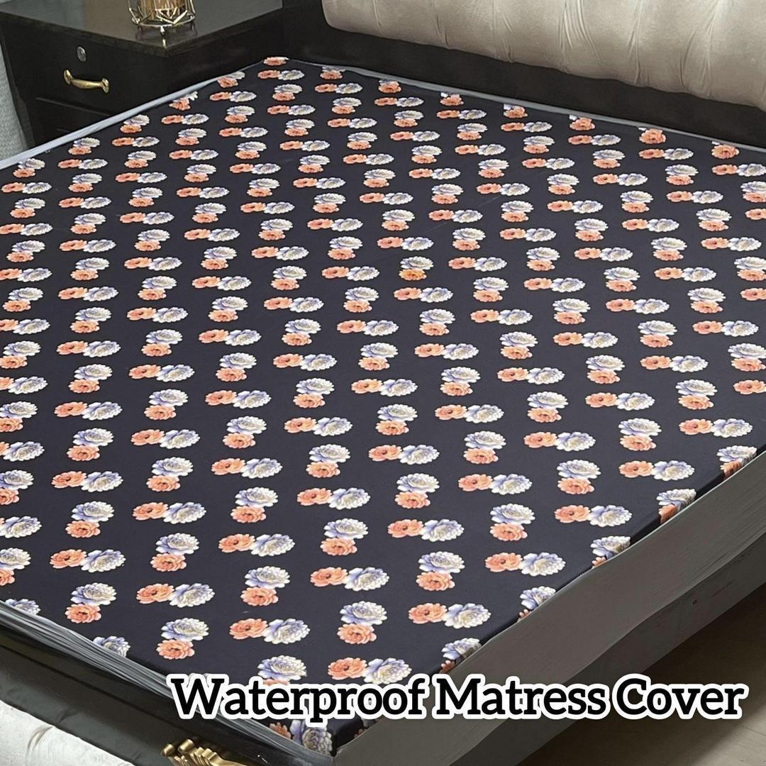 Terry Cotton Printed Double Bed Mattress Cover