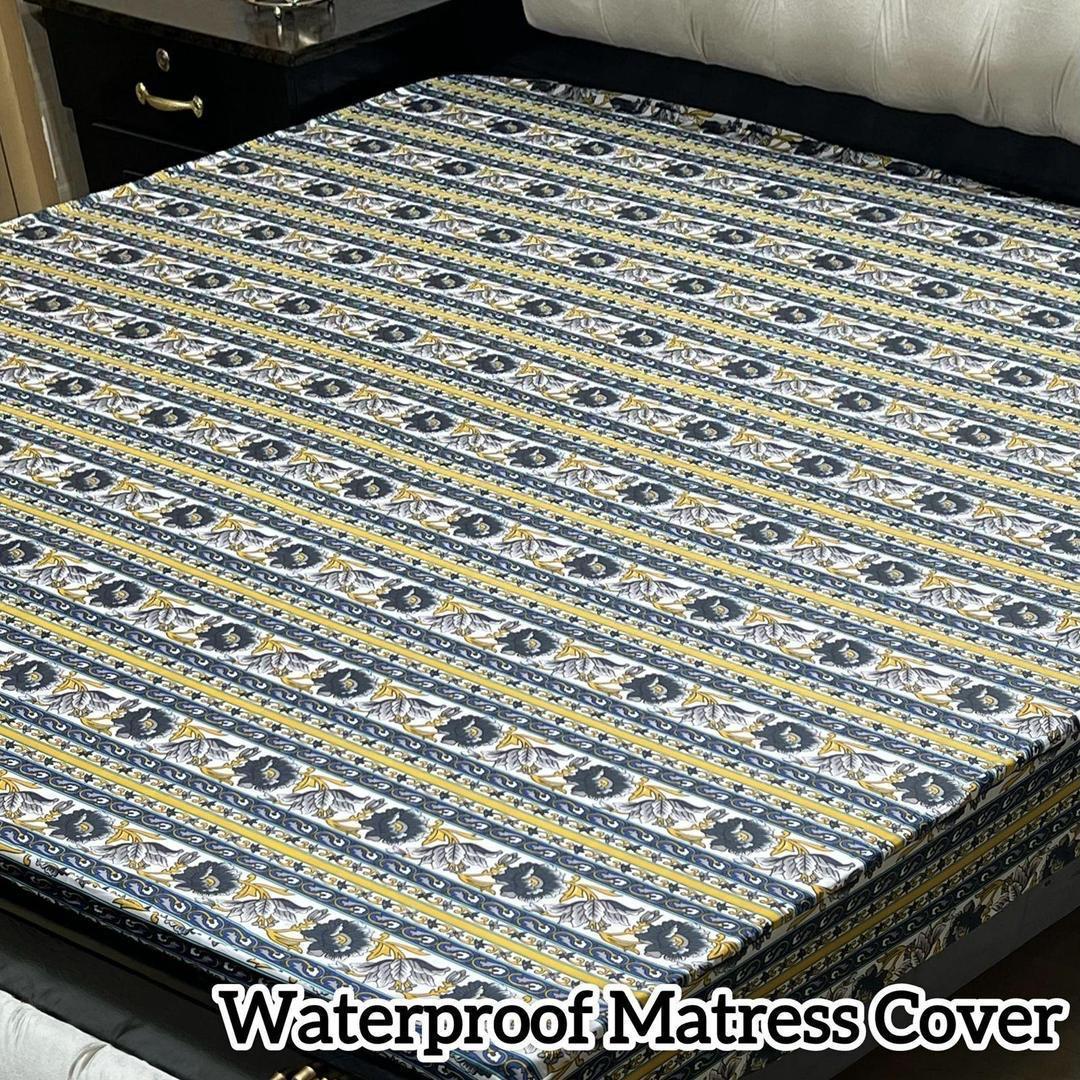 Terry Cotton Printed Double Bed Mattress Cover