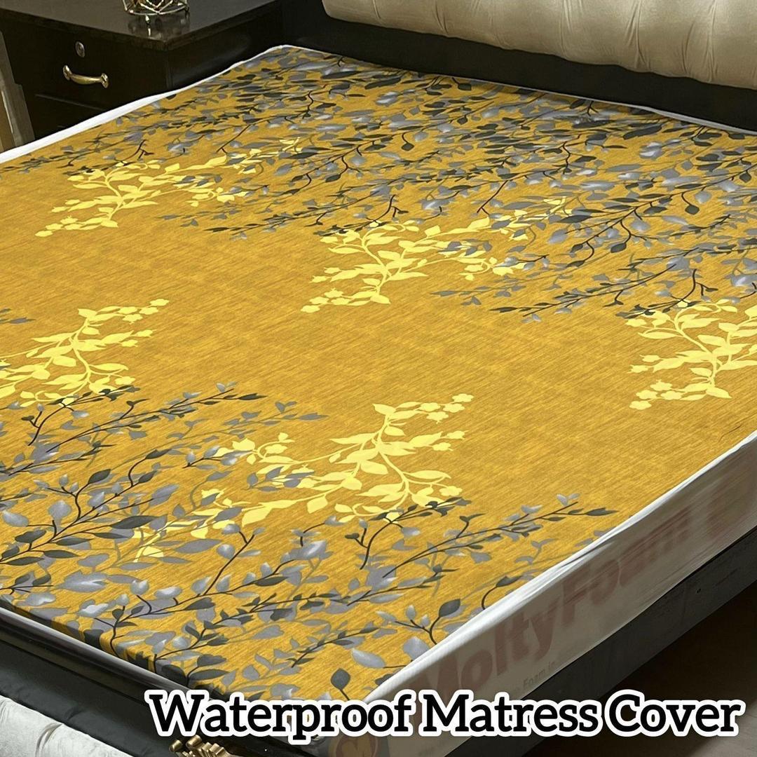 Terry Cotton Printed Double Bed Mattress Cover