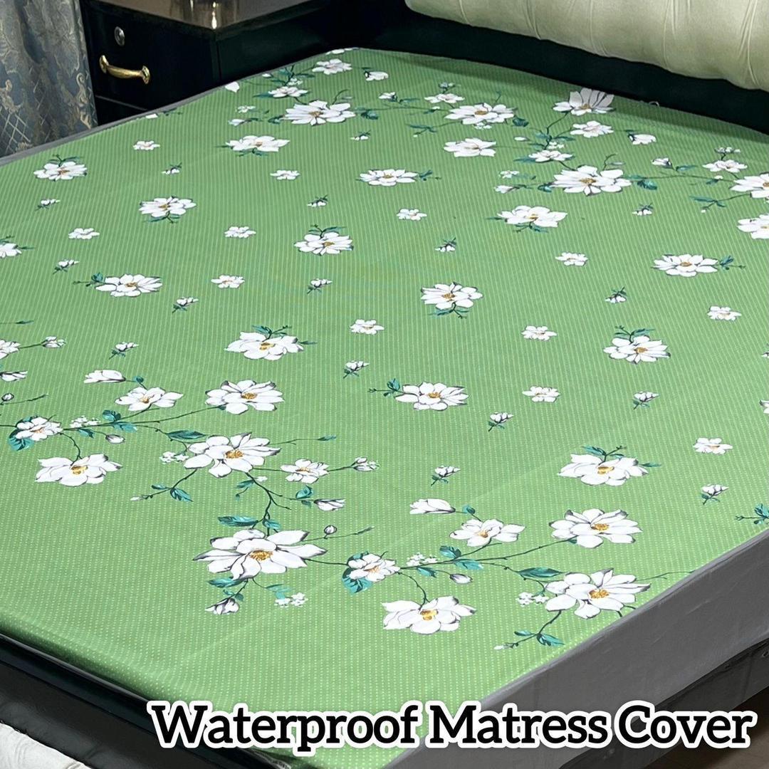 Terry Cotton Printed Double Bed Mattress Cover