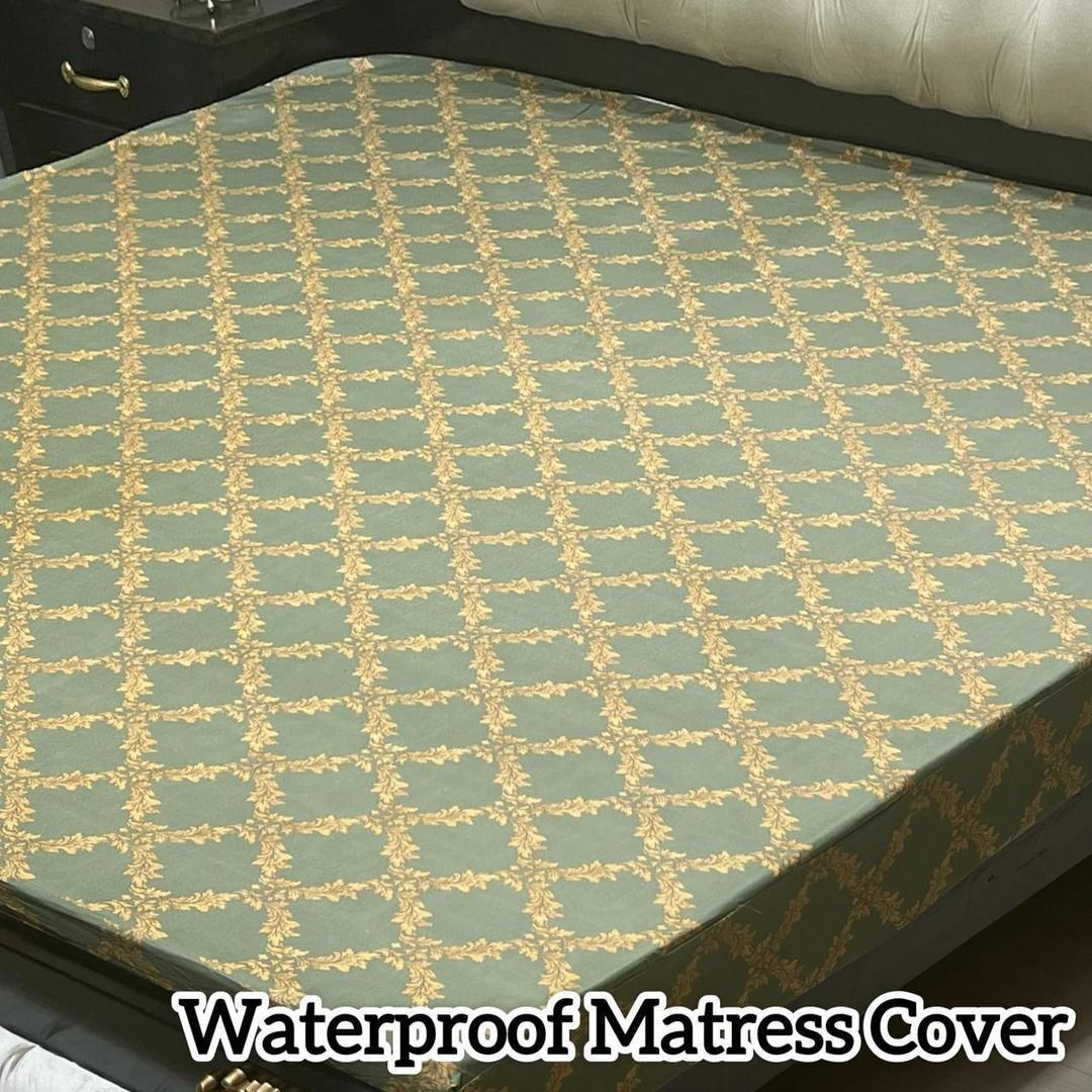 Terry Cotton Printed Double Bed Mattress Cover