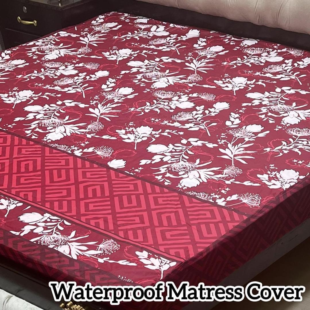 Terry Cotton Printed Double Bed Mattress Cover