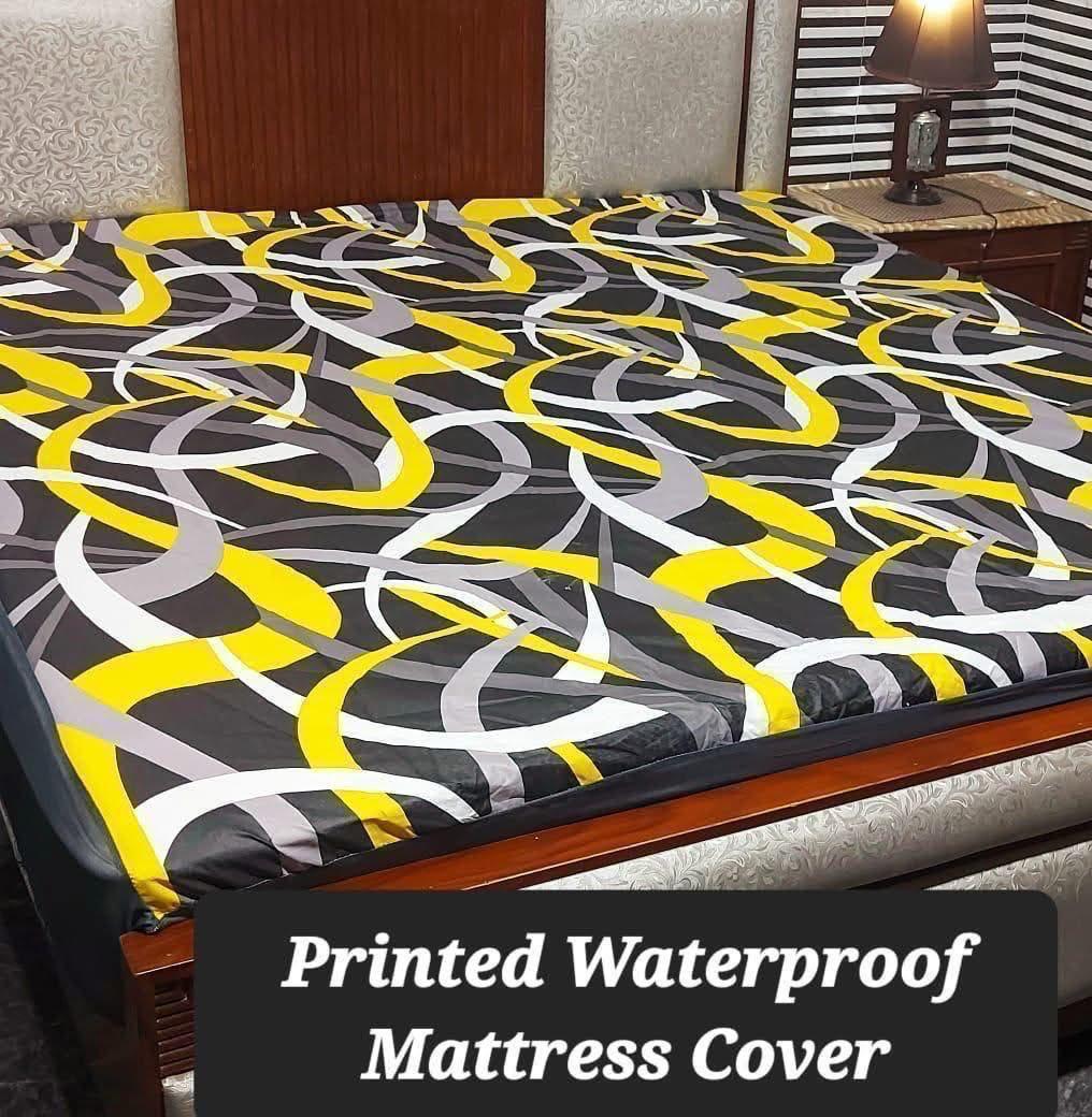 Terry Cotton Printed Double Bed Mattress Cover