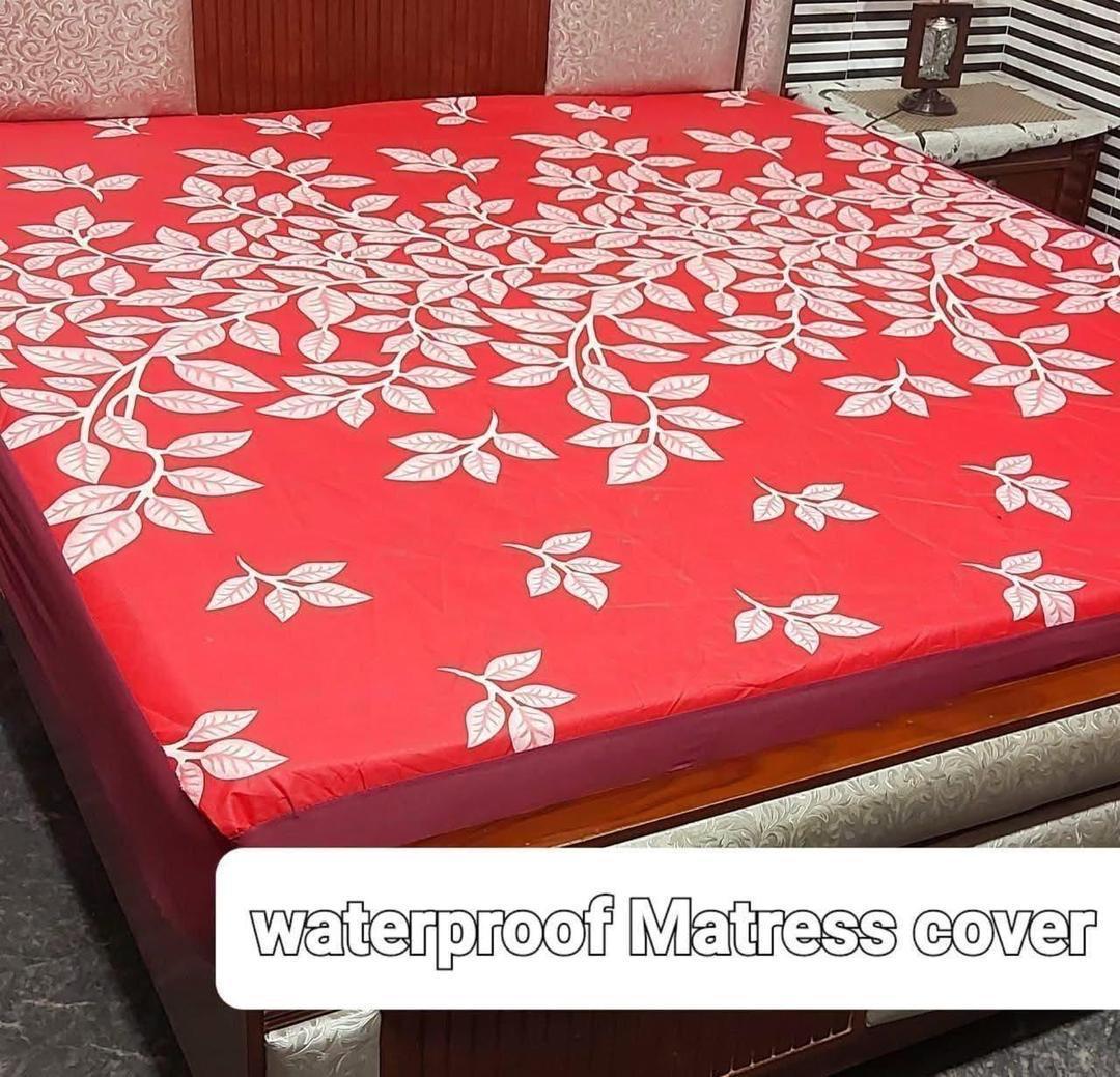 Terry Cotton Printed Double Bed Mattress Cover