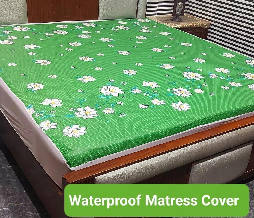 Terry Cotton Printed Double Bed Mattress Cover
