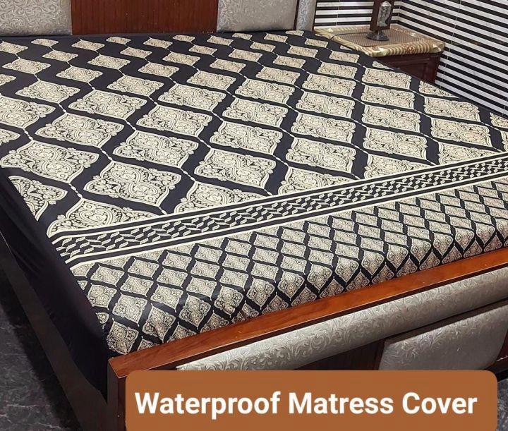 Terry Cotton Printed Double Bed Mattress Cover