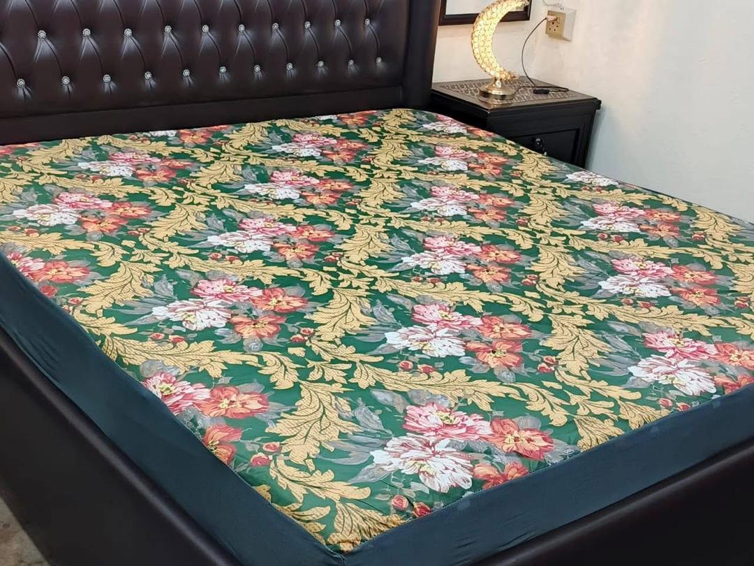 Terry Cotton Printed Double Bed Mattress Cover