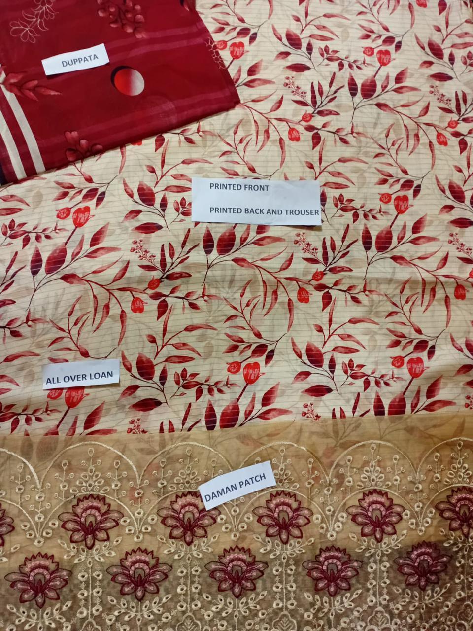 3 Pcs Women's Unstitched Printed Suit