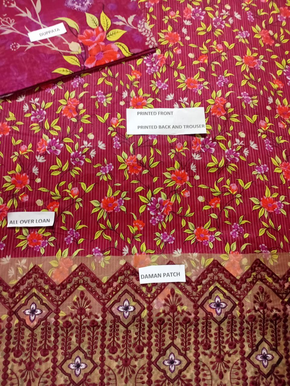 3 Pcs Women's Unstitched Printed Suit