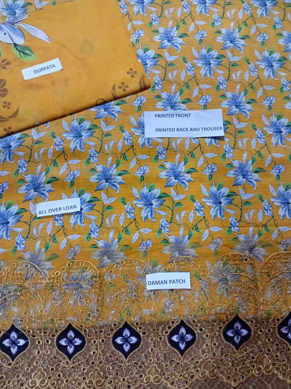 3 Pcs Women's Unstitched Printed Suit