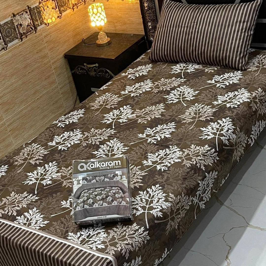 4 Pcs Cotton Salonica Printed Single Bedsheet