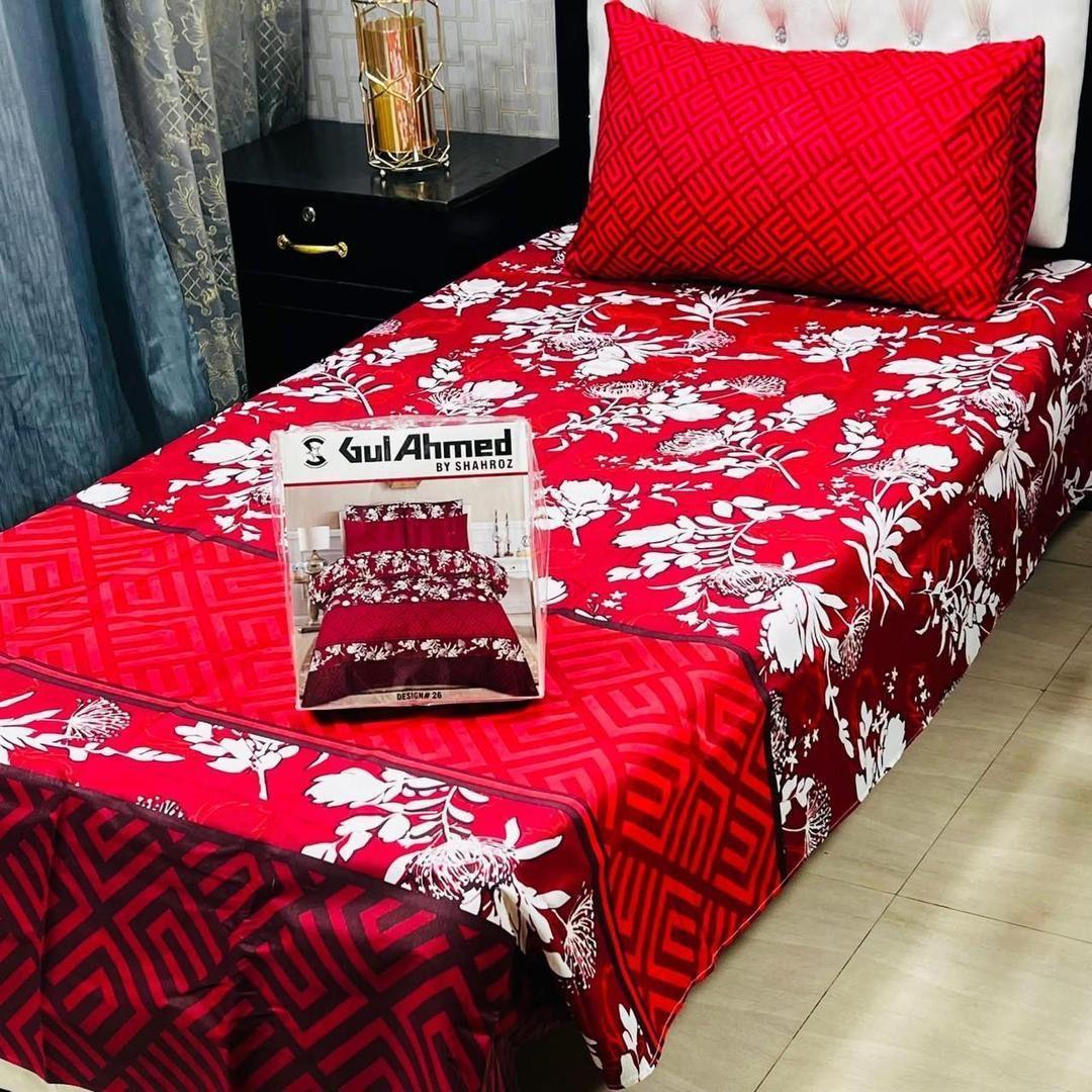 4 Pcs Cotton Salonica Printed Single Bedsheet