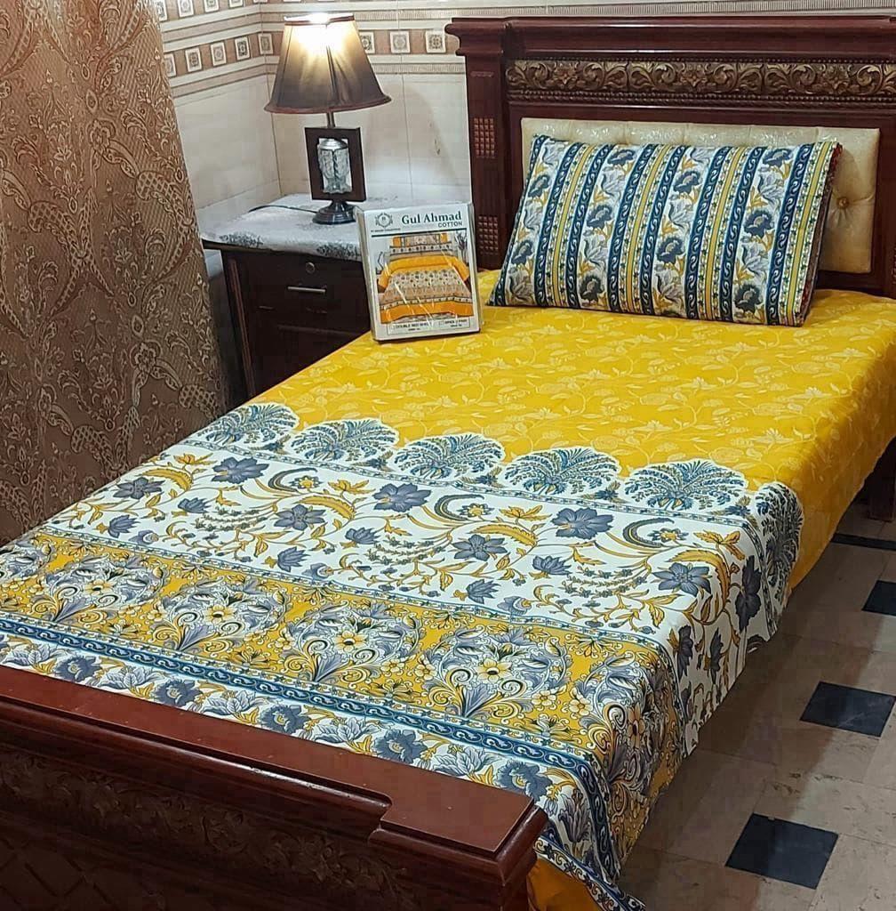 4 Pcs Cotton Salonica Printed Single Bedsheet