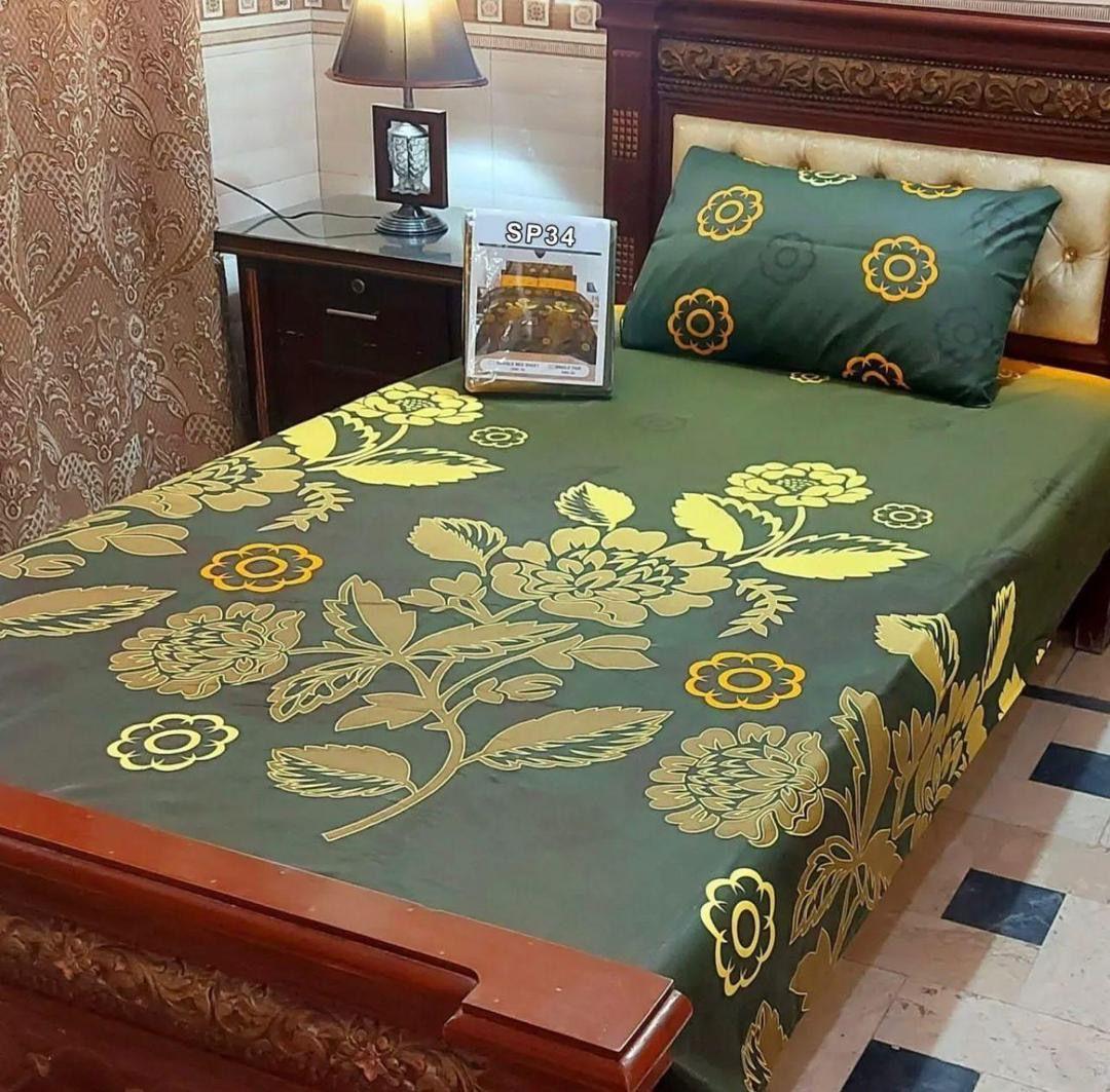 4 Pcs Cotton Salonica Printed Single Bedsheet