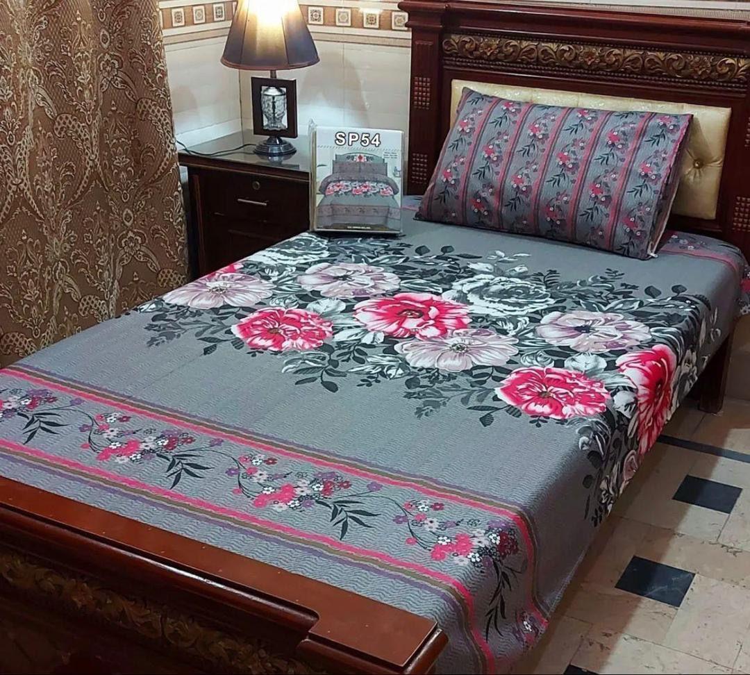 4 Pcs Cotton Salonica Printed Single Bedsheet