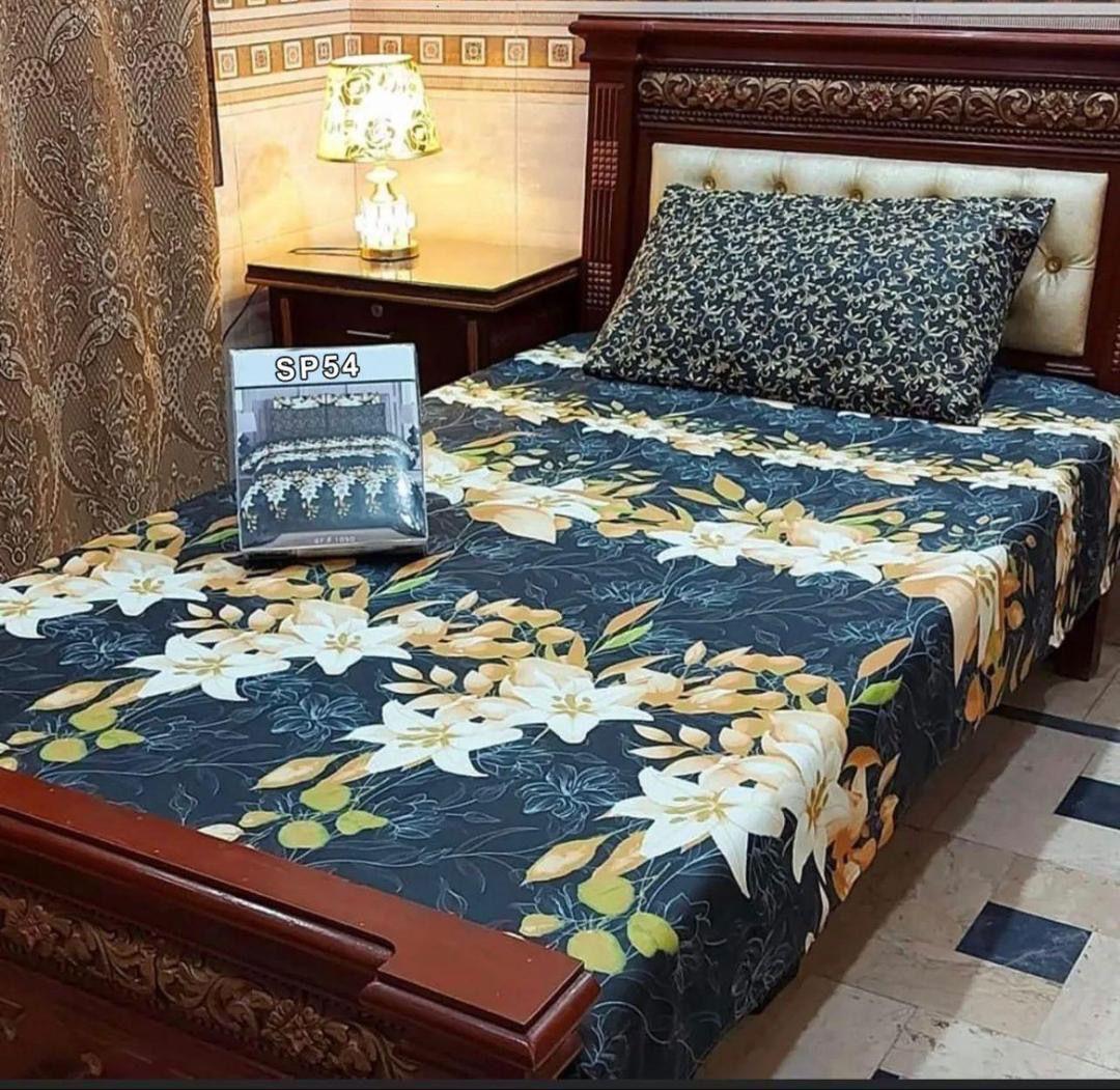 4 Pcs Cotton Salonica Printed Single Bedsheet