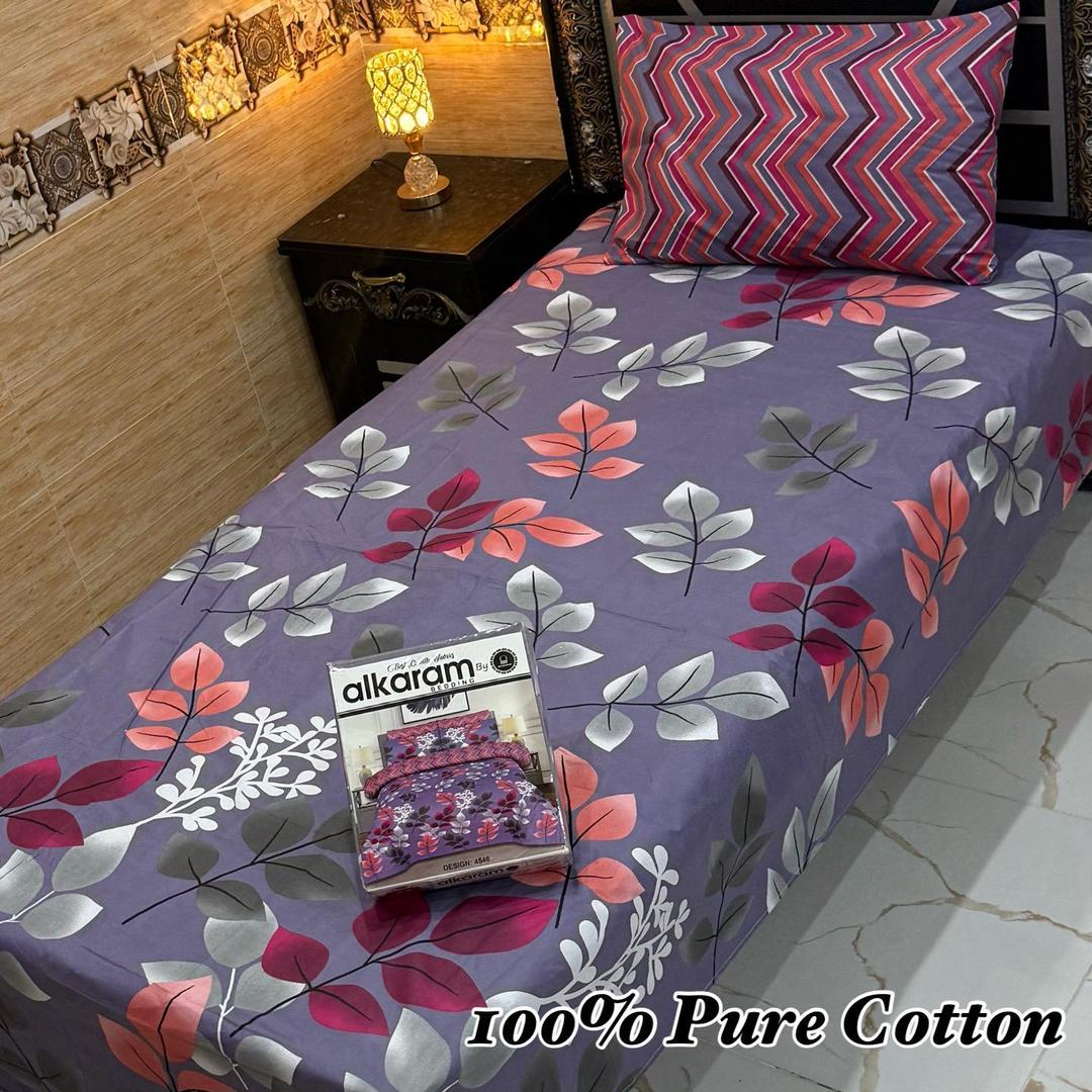 4 Pcs Cotton Printed Single Bedsheet