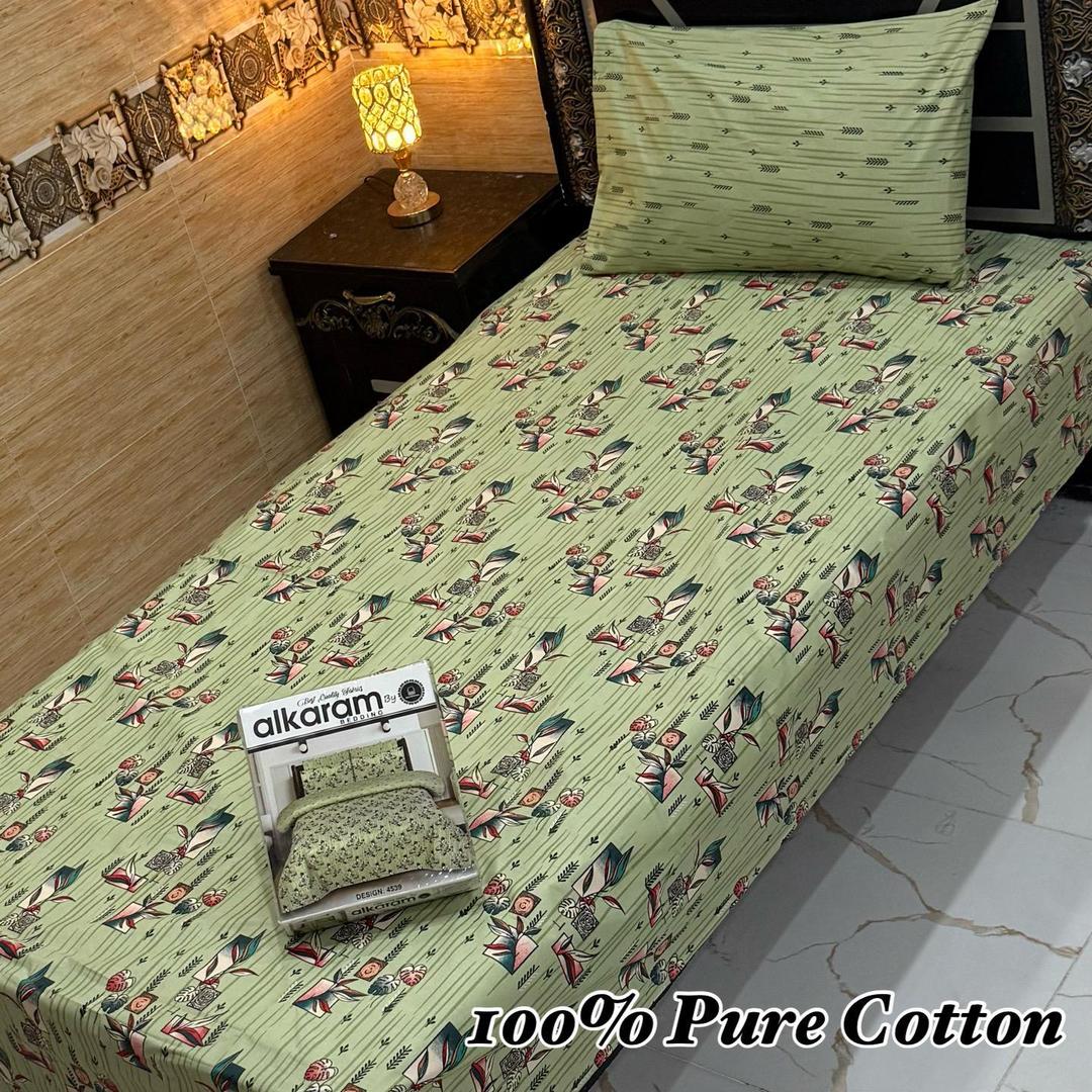 4 Pcs Cotton Printed Single Bedsheet