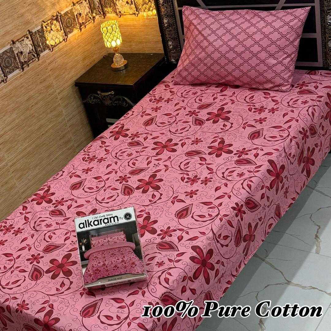 4 Pcs Cotton Printed Single Bedsheet