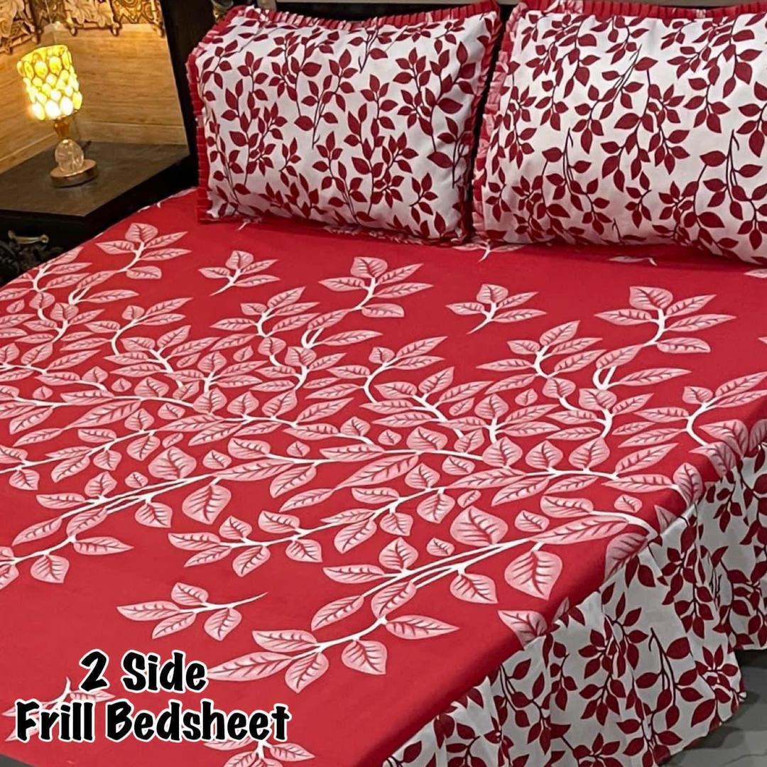 3 Pcs Cotton Salonica Frill Double Bedsheet