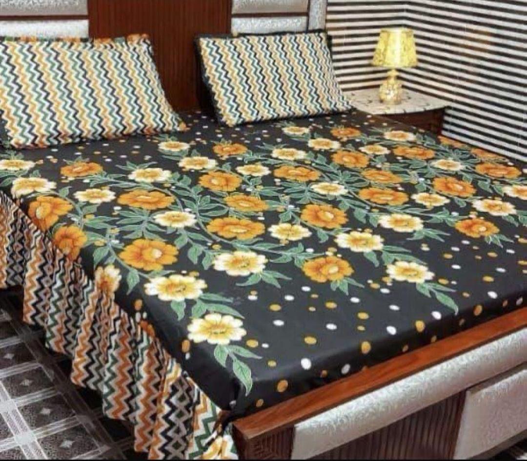 3 Pcs Cotton Salonica Frill Double Bedsheet