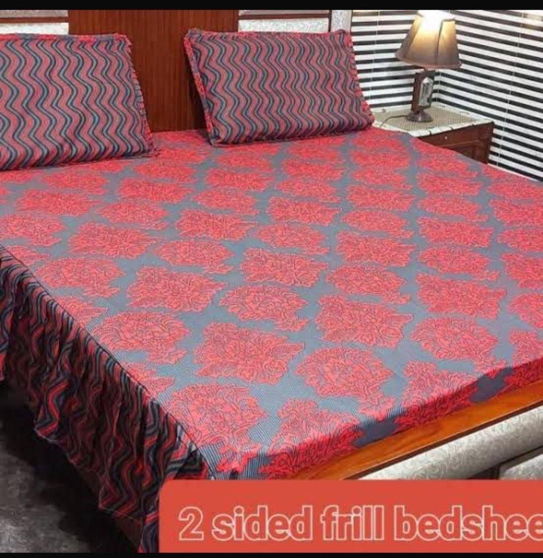 3 Pcs Cotton Salonica Frill Double Bedsheet
