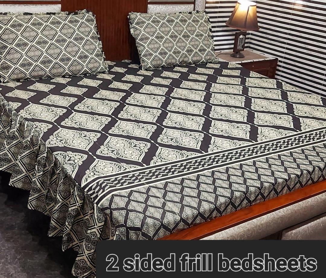 3 Pcs Cotton Salonica Frill Double Bedsheet