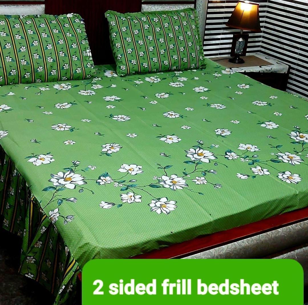 3 Pcs Cotton Salonica Frill Double Bedsheet