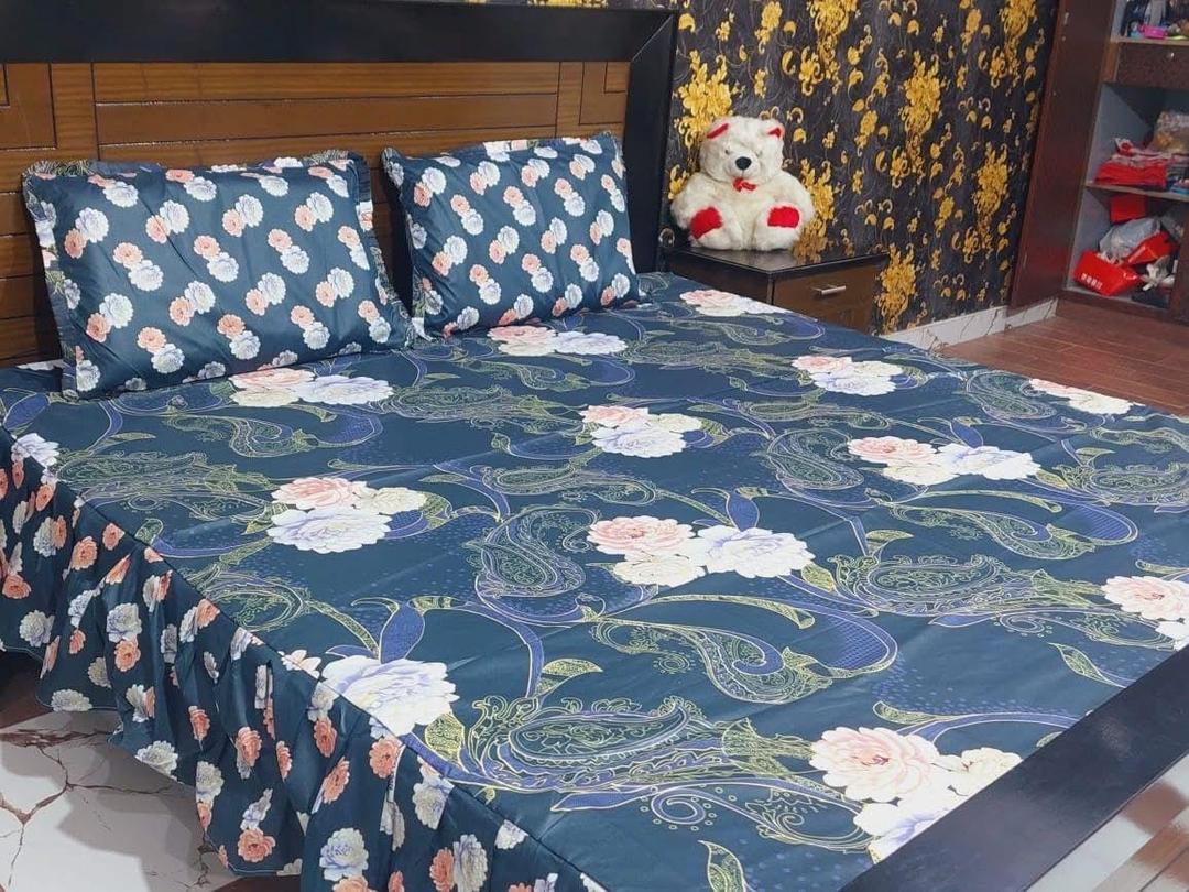 3 Pcs Cotton Salonica Frill Double Bedsheet