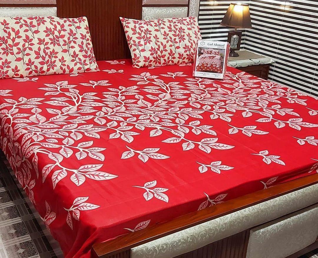 3 Pcs Cotton Salonica Printed Double Bedsheet
