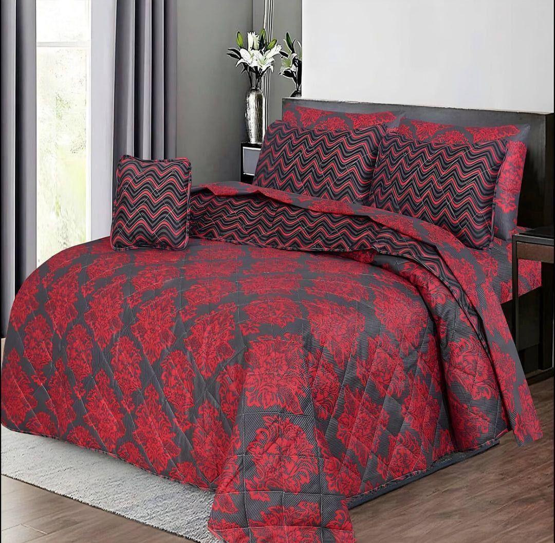 7 Pcs Cotton Salonica Printed Comforter Set