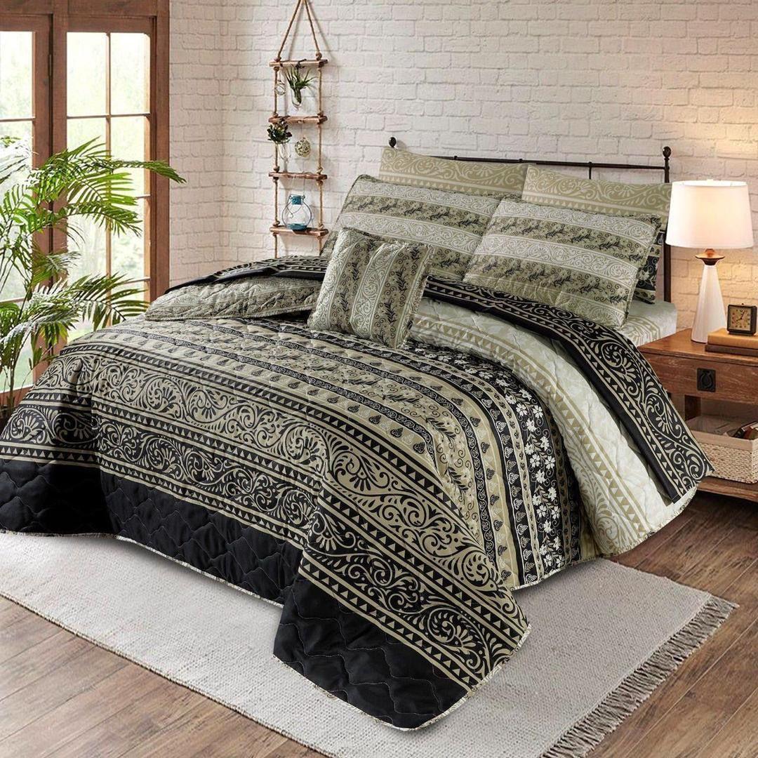 7 Pcs Cotton Salonica Printed Comforter Set