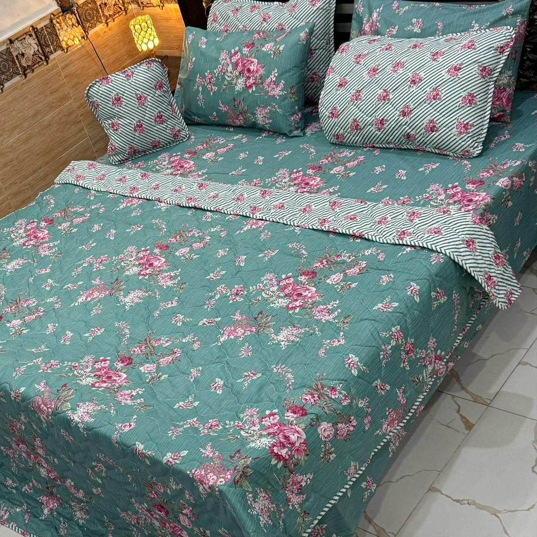 7 Pcs Cotton Salonica Printed Comforter Set