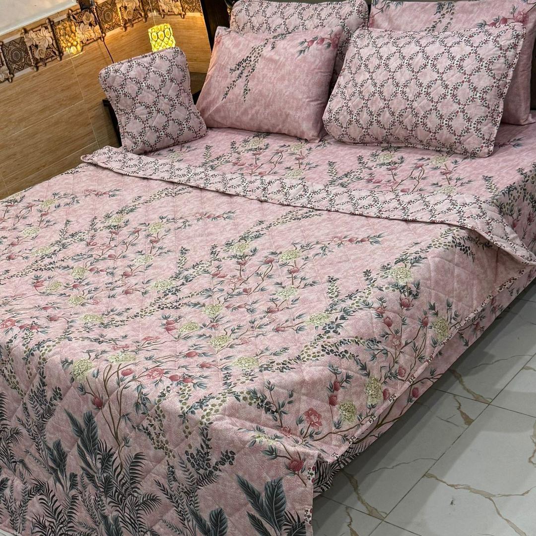 7 Pcs Cotton Salonica Printed Comforter Set