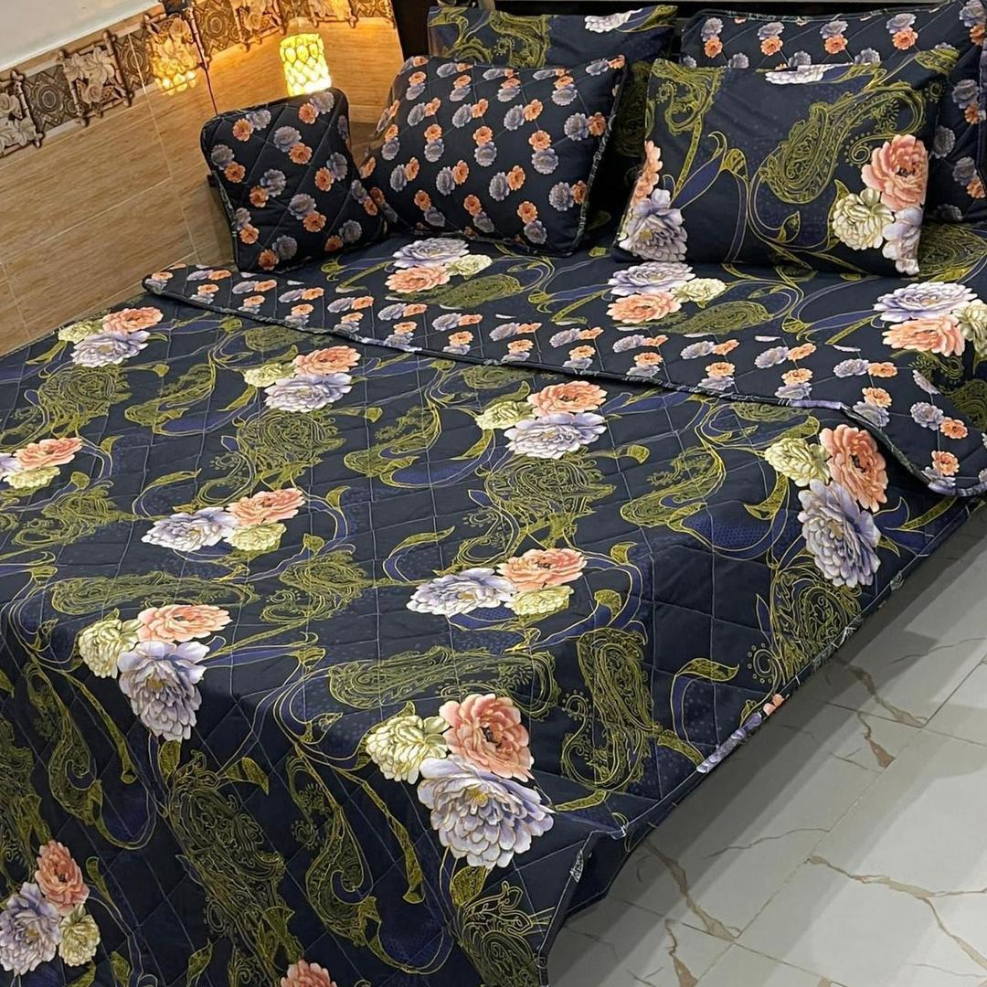 7 Pcs Cotton Salonica Printed Comforter Set