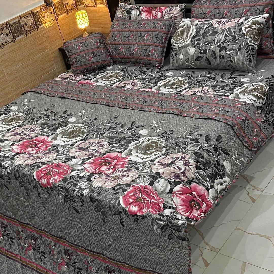 7 Pcs Cotton Salonica Printed Comforter Set