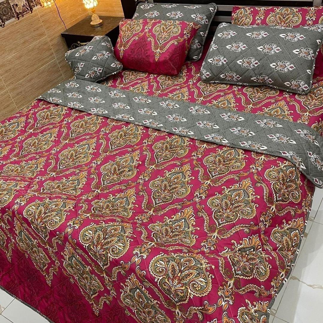 7 Pcs Cotton Salonica Printed Comforter Set