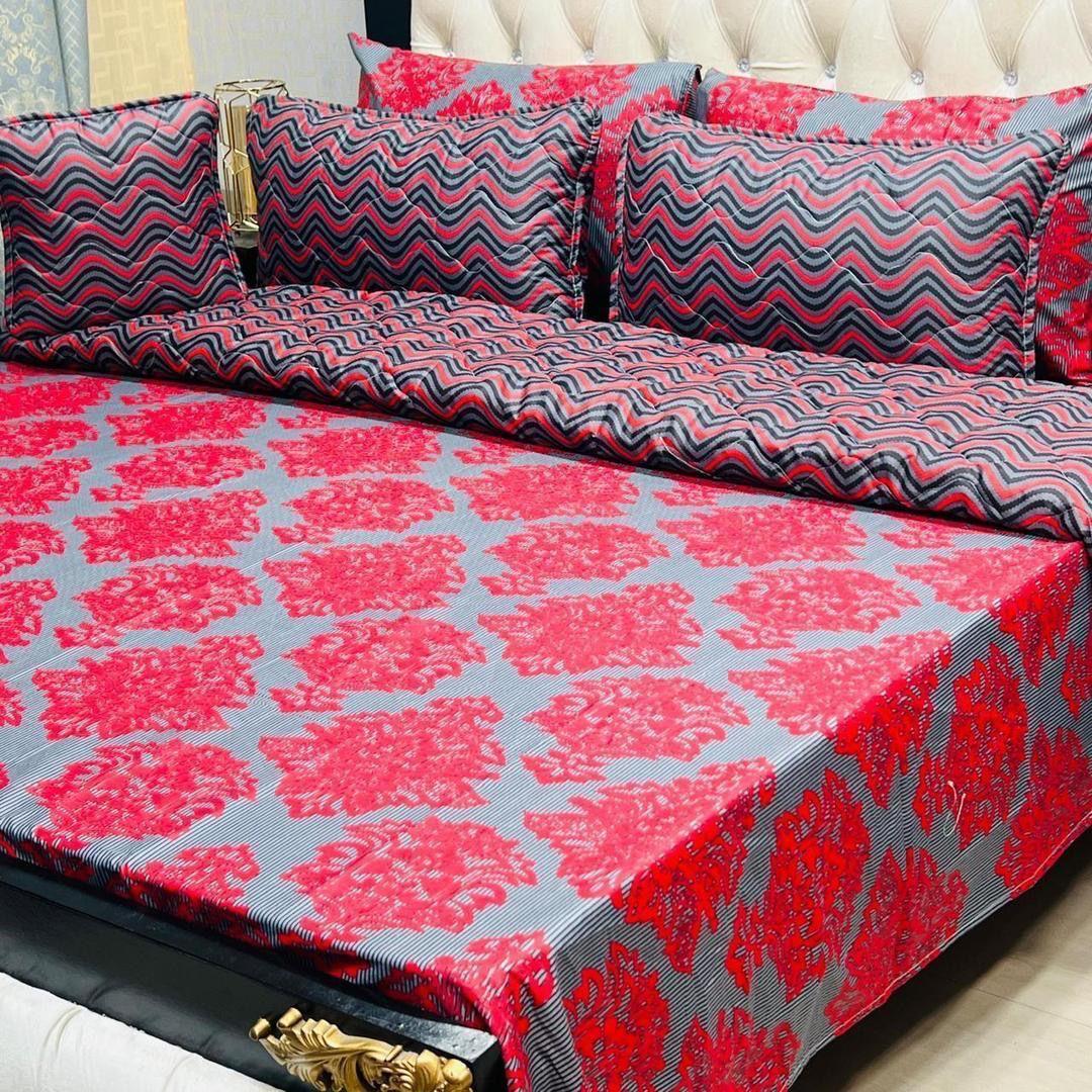 7 Pcs Cotton Salonica Printed Comforter Set