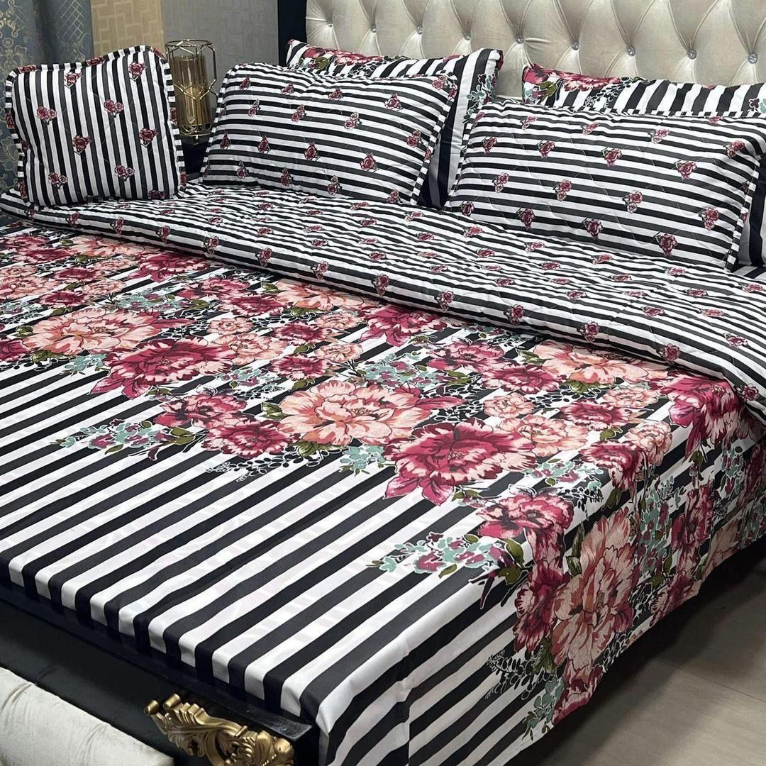 7 Pcs Cotton Salonica Printed Comforter Set