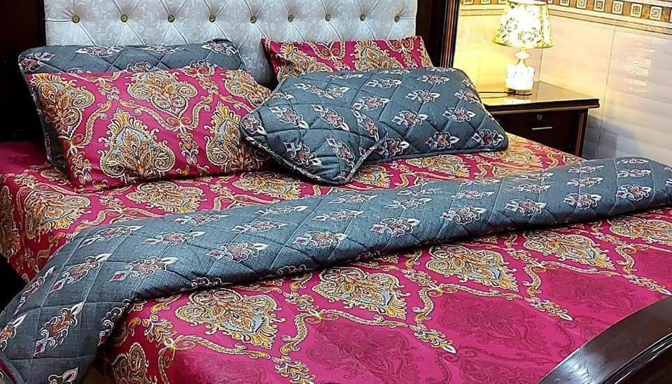 7 Pcs Cotton Salonica Printed Comforter Set