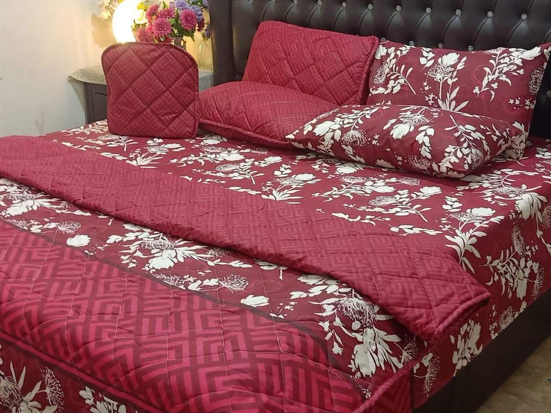 7 Pcs Cotton Salonica Printed Comforter Set