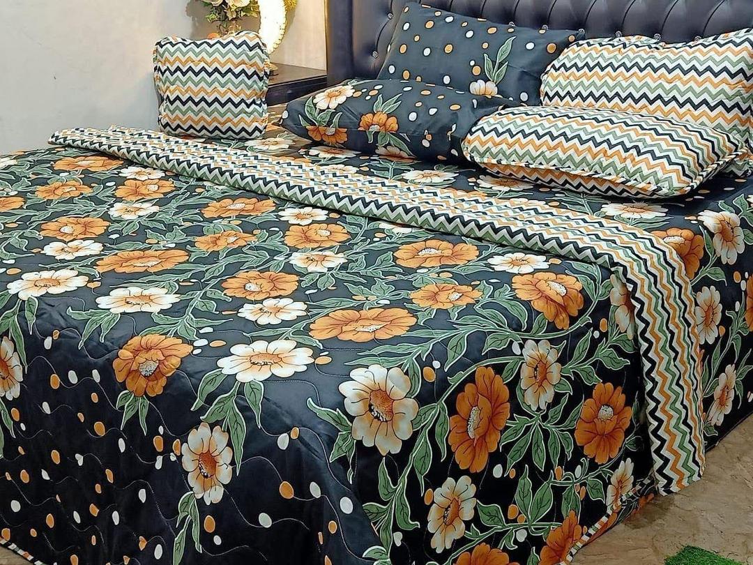 7 Pcs Cotton Salonica Printed Comforter Set